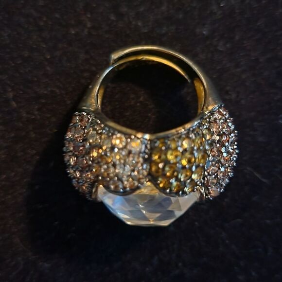Cocktail Ring Gilded sterling silver and crystal - Picture 4 of 5